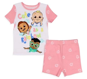 CoComelon Toddler Girls Cute Rainbow Short Sleeve With Shorts Pajama 2PC Set - Picture 1 of 15