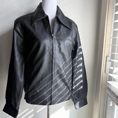 NWT KUIRMODA Women’s Genuine Lambskin Leather Black Motorcycle Zip Up Jacket L - Image 1 of 4