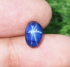 4.15 Ct Lab Grown Blue Star Sapphire Oval Cabochon 6 Rays Loose Gemstone 9.9x7MM - Picture 1 of 4