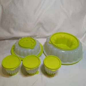 Set of Tupperware Jello Dessert Mold Lime Green 6 Cup, 2 Cup, 4 Jel-Ette 4oz New - Picture 1 of 10