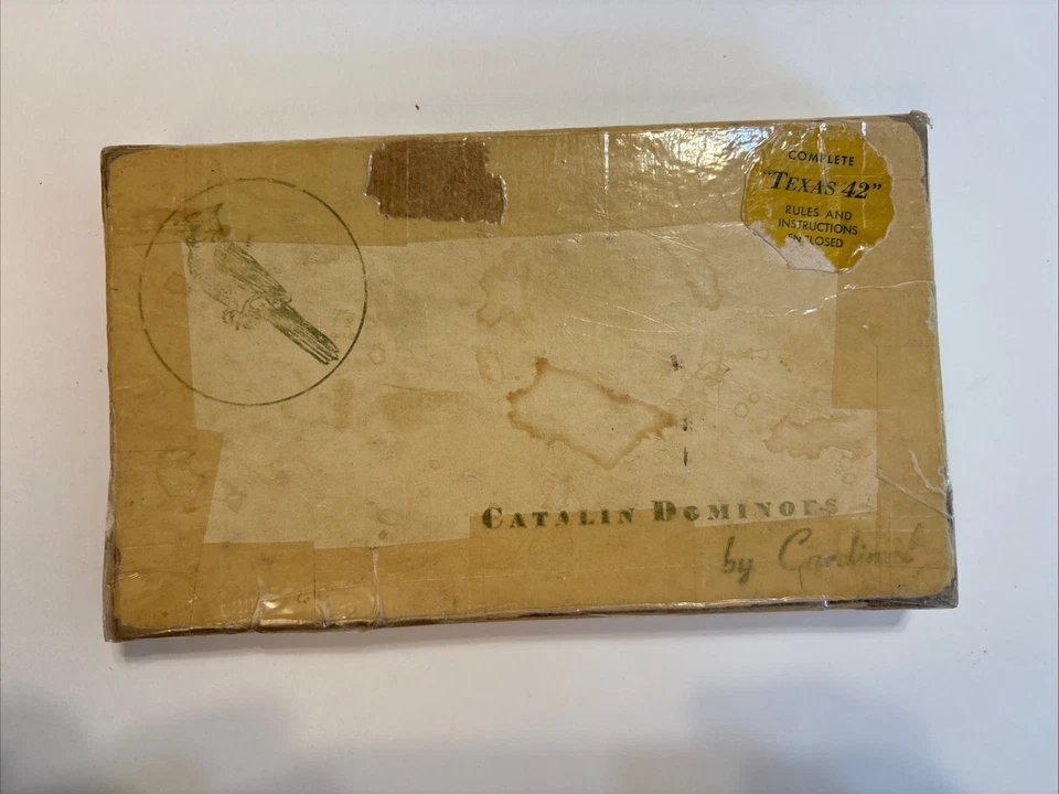 VTG Catalin Bakelite Butterscotch Dominoes by Cardinal USED #2 - Image 1 of 3