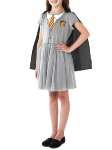 Girls Harry Potter Hermione Halloween Costume Dress Hooded Cape Cosplay Dress Up - Picture 1 of 8