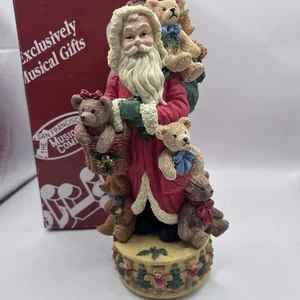 Vintage San Francisco Music Co. Santa Claus Music Box 8.5” Santa And Teddy Bears - Picture 1 of 8