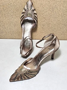 Papell Damenschuhe Größe 5,5, 6 hellbraun Knöchelriemen-Pumps Ledersohlen Sandale Absatz - Bild 1 von 7