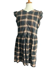 Time and Tru Damen Baumwoll Karo Webkleid Braun Relaxed Fit Gr. XL Neu ohne Etikett - Bild 1 von 7