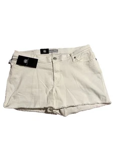 Rock & Republic NWT White Stretch Embroidered Cut Off Denim Shorts Size 16 - Picture 1 of 4