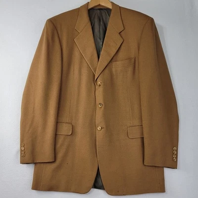 Terno clássico lã marrom camelo blazer masculino Hickey Freeman Collection Dillards 42R - Imagem 1 de 4