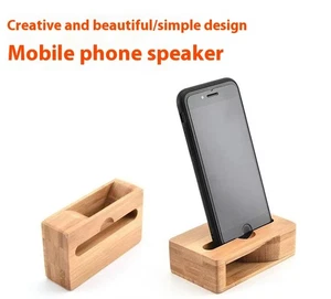 Support Haut-parleur et téléphone portable multifonction bambou - Universel - Photo 1 sur 8