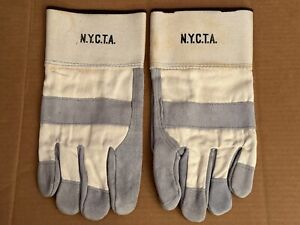 NYC Subway TRANSIT Leather/Canvas WORK Gloves (1990's NYC Stains)