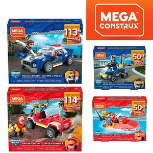 MEGA CONSTRUX WONDER BUILDERS POLICÍA ATV BOTE DE RESCATE UNIDAD DE BOMBEROS POLICÍA CRUCERO - Imagen 1 de 34