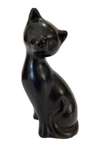 Handmade Mexican Black Cat MCM Figurine MCM Kitty Long Lashes - Picture 1 of 9