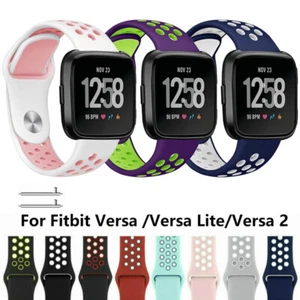 For Fitbit Versa 2 1/Lite Silicone Strap Watch Band Sport Breathable Wrist band - Picture 1 of 34