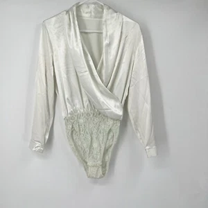 Markenlos edler Satin weißer Body V-Ausschnitt sexy - Bild 1 von 11