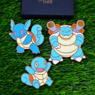 Imán Pokémon de Madera, Squirtle, Wartortle, Blastoise, Anime Personalizado Geek & Nerd Foto 1 de 4