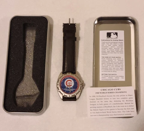 Chicago Cubs 1908 World Series Edition. Game Time Quartz Watch MLB Baseball Cover