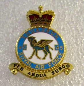 DANBURY MINT RAF ROYAL AIR FORCE -  45 Squadron - Gold Plated Enamel Plaque - Picture 1 of 3