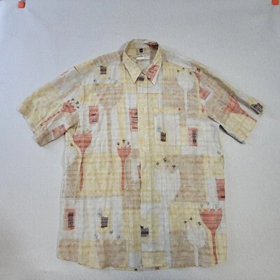 Vintage Georg Roth Of Germany Seersucker Abstract Button Up Mens Size XXL 45/46 - Image 1 of 4