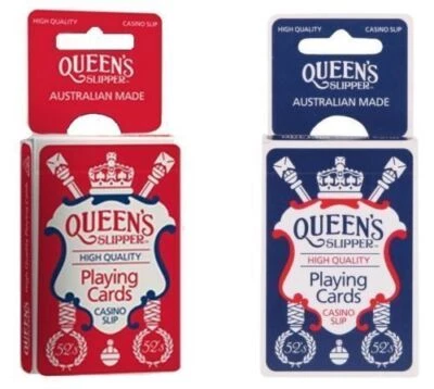 QUEEN'S Slipper 52's Playing Cards Bridge Size Deck Blue Or Red Casino Slip Desk - Image 1 of 4