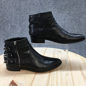 Dolce Vita Boots Womens 9.5 Side Zip Three Buckle Biker Black Faux Leather - Picture 1 of 17