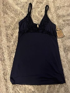 NEW Large Elan light weight tank spaghetti strap top blouse shirt Black Ruffles - Picture 1 of 3