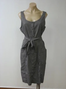 Camisa de Vestido EILEEN FISHER Lino Viscosa Elástica con Cinturón Botones M Nuevo con Etiquetas $278 - Imagen 1 de 1