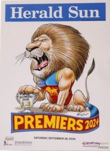 2024 AFL Mark Knight Premiership Poster Brisbane Lions Herald Sun - Picture 1 of 1