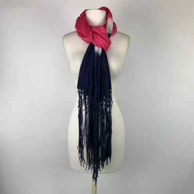 STEVE MADDEN Algodón Flecos Bufanda Sarong Corbata Rosa Azul Marino Blanco - NUEVO Foto 1 de 4