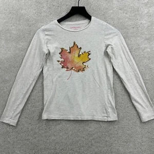 Crewcuts Shirt Girls Size Large 10-11 Gray Long Sleeve Leaf Fall Sequins - Picture 1 of 10