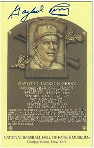 Signierte Gaylord Perry Hall of Fame Gold Plakette Postkarte mit Echtheitszertifikat - Bild 1 von 1