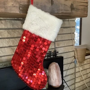 1 Advance Concept rot weiß Fell PAILLETTEN Pailletten WEIHNACHTSSTRUMPF Pailletten - Bild 1 von 2