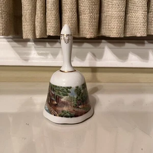 Currier & Ives The Roadside Mill Gold and Porcelain Limited Edition Bell 1979 - Picture 1 of 9