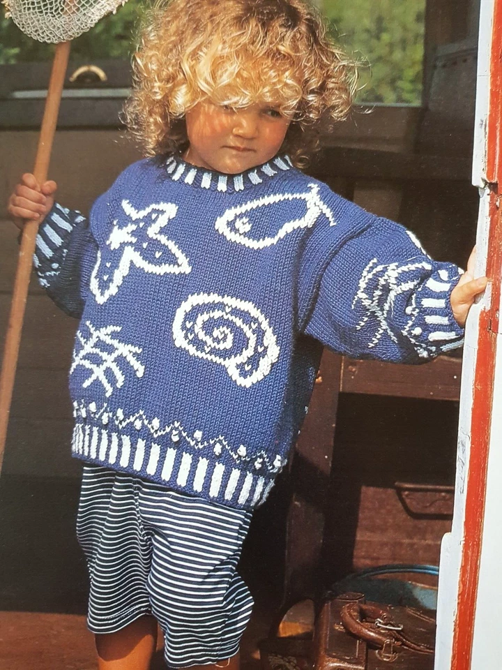 Knitting Pattern**Childs/Girls/Boys SEASIDE Motif Sweater**2 to 5 Years*Nautical - Image 1 of 1
