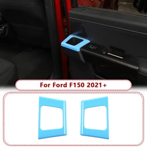 2pcs Rear Door Handle Cup Holder Panel Trim Cove For Ford F150 2021+ Light Blue - Picture 1 of 9