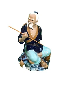 Figura de cerámica Wanjiang chino Shiwan hombre de barro/pescador adorno raro *LEER - Imagen 1 de 17