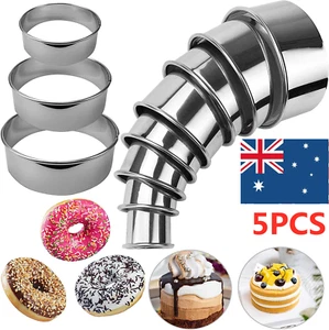 5PCS Round Cookie Cutter Set Stainless Steel Biscuit Cutters/Ring Scone Cutter - Picture 1 of 10