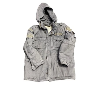 Alpha Industries Coat Kids Size 6/7 Flight Apparel Hooded Military Gray/blue - Picture 1 of 3
