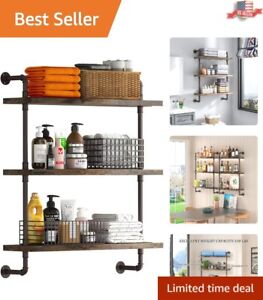 Industrial Pipe Shelf - Heavy-Duty Rustic Wood Floating Shelves - Easy Assembly