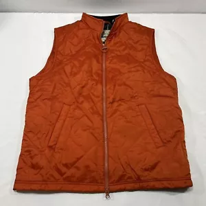 Barbour Vest Mens Medium Orange Finn Gilet Quilted Puffer Full Zip Jacket Adult - Picture 1 of 10