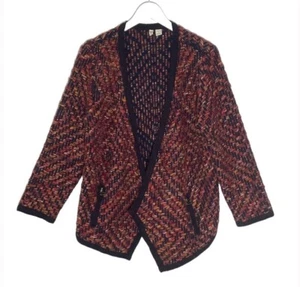 Anthropologie MOTH Open Front Cardigan Mohair Wool Zip Pockets Rainbow Petite L - Picture 1 of 12