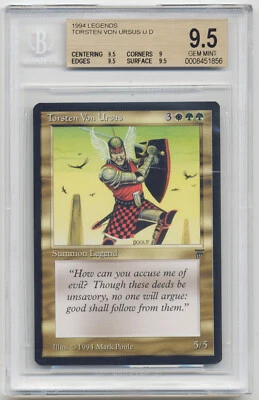 Graded Torsten Von Ursus BGS 9.5 GEM MINT Legends English 1994 MTG Magic Vintage - Image 1 of 2