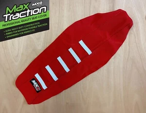 GASGAS 85 MC85 2021-2024 SEAT COVER RIBBED GRIPPER RED + WHITE STRIPES RIBS MXG - Picture 1 of 2