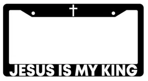 Jesus Is My King Black Plastic License Plate Frame - Picture 1 of 1