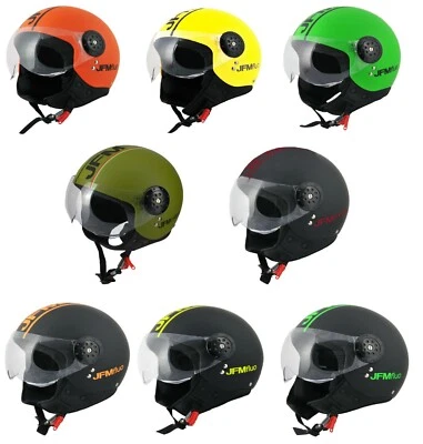 Casco Moto e Scooter Demi Jet OMOLOGATO JFM visiera elicottero