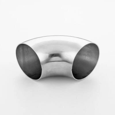Exhaust Elbow 3" OD 90 Degree 304 Stainless Steel Bent Pipe Polished 16 Gauge - Image 1 of 3