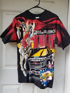 Vintage Dale Earnhardt Black Knight Rides On Racing T-Shirt S All Over Print - Picture 1 of 6