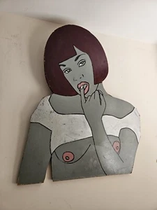 Nude Female Oil Painting On Wood Board Pop Art Original Art. - Picture 1 of 10