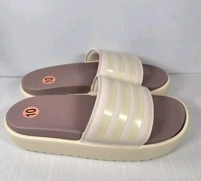 Sandalias Adidas Para Mujer Adilette Plataforma Deslizable Malva/Figura/Blanco Talla 10 IF1620 Foto 1 de 4