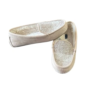 Nautica Suede Sherpa Lined Moccasins Loafer Beige Slippers Size 8 - Picture 1 of 17