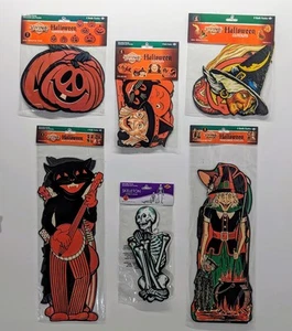 Vintage Beistle Halloween LOT Cats Skeletons Witches Pumpkins NOS 6 PACKS! - Picture 1 of 20