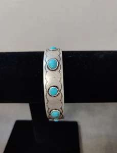 Vintage RALPH LAUREN SILVER Bangle BRACELET Turquoise Colored Stones Signed rLr - Picture 1 of 8